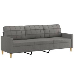 Trivietė sofa, tamsiai pilkos spalvos, 210cm, audinys kaina ir informacija | Sofos | pigu.lt