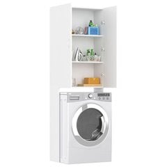 Skalbimo mašinos spintelė, baltos spalvos, 64x25,5x190cm цена и информация | Шкафчики для ванной | pigu.lt