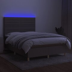 Lova su spyruoklėmis/čiužiniu/LED, taupe, 140x190 cm kaina ir informacija | Lovos | pigu.lt