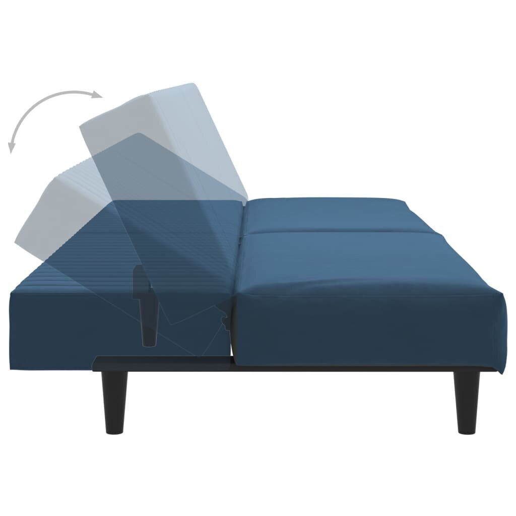 Dvivietė sofa-lova, mėlynos spalvos, aksomas kaina ir informacija | Sofos | pigu.lt