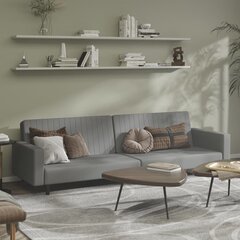 Dvivietė sofa-lova, šviesiai pilka, aksomas kaina ir informacija | Sofos | pigu.lt