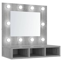 Veidrodinė spintelė su led, pilka ąžuolo, 60x31,5x62cm kaina ir informacija | Vonios spintelės | pigu.lt