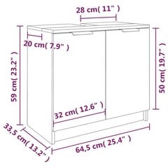 Vonios spintelė, Apdirbta mediena, 64,5x33,5x59cm, pilka ąžuolo spalva цена и информация | Шкафчики для ванной | pigu.lt