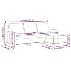 Trivietė sofa , ruda kaina ir informacija | Sofos | pigu.lt