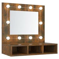 Veidrodinė spintelė su led, dūminio ąžuolo, 60x31,5x62cm kaina ir informacija | Vonios spintelės | pigu.lt