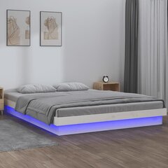 Lovos rėmas su led, baltas, 120x190cm, mediena, dvivietis цена и информация | Кровати | pigu.lt