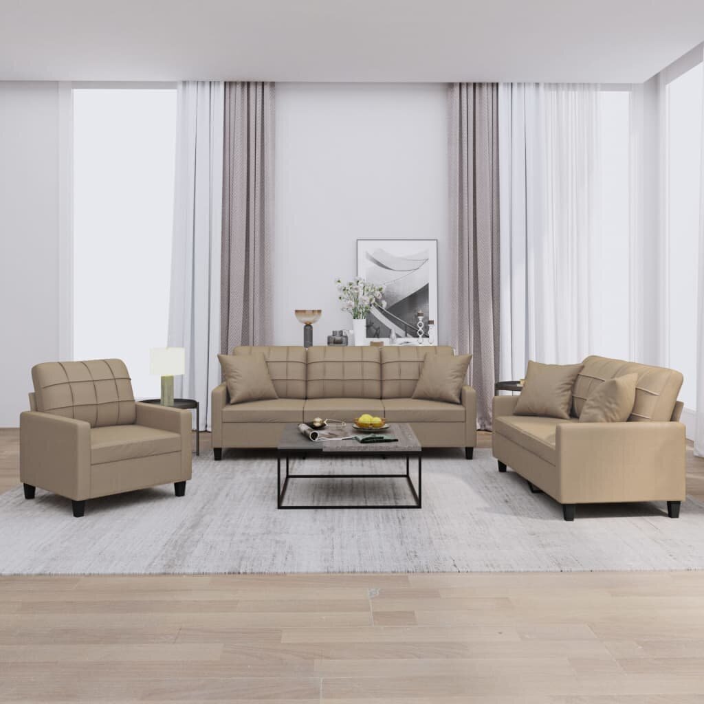 3-ių dalių sofos komplektas , rudas kaina ir informacija | Sofos | pigu.lt