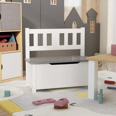 Vaikiškas suoliukas-daiktadėžė, baltas/pilkas, 60x30x55cm kaina ir informacija | Vaiko kambario baldų komplektai | pigu.lt