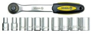 Комплект головок с ручкой 11 шт. CrV Vorel цена и информация | Механические инструменты | pigu.lt