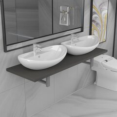 Vonios kambario baldų komplektas, 3d., pilkas, keramika kaina ir informacija | Vonios komplektai | pigu.lt