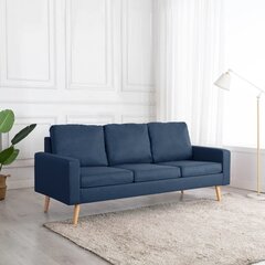 Trivietė sofa, mėlynos spalvos, audinys цена и информация | Диваны | pigu.lt