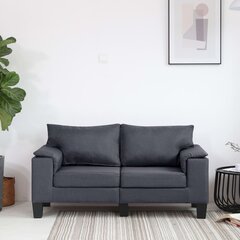 Dvivietė sofa, tamsiai pilkos spalvos, audinys kaina ir informacija | Sofos | pigu.lt