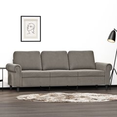 Trivietė sofa, šviesiai pilkos spalvos, 180cm, aksomas kaina ir informacija | Sofos | pigu.lt