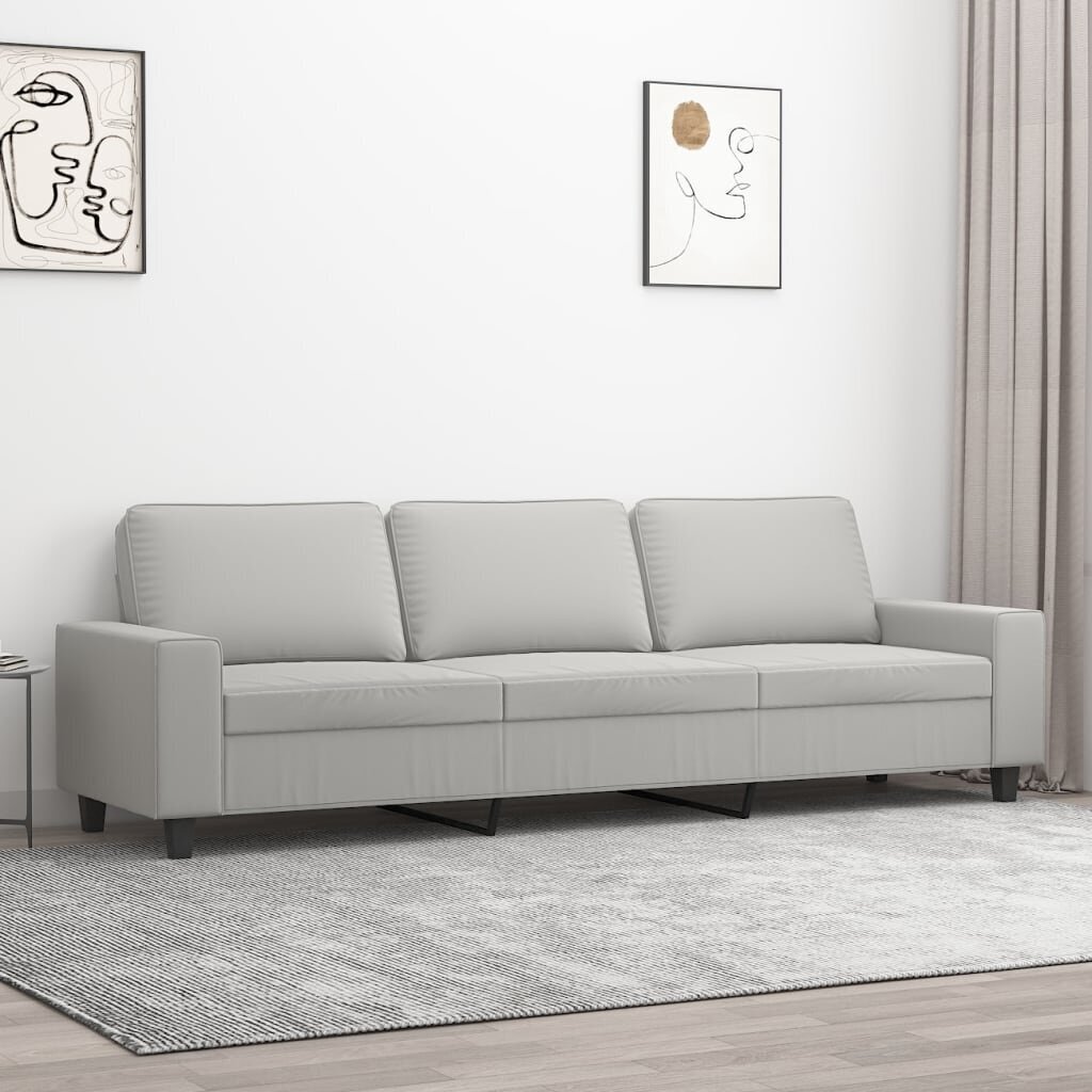 Trivietė sofa, šviesiai pilka, 210cm, mikropluošto audinys kaina ir informacija | Sofos | pigu.lt