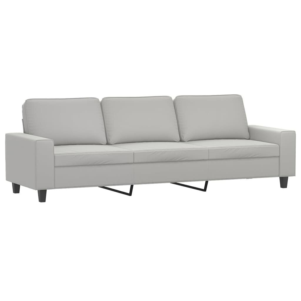 Trivietė sofa, šviesiai pilka, 210cm, mikropluošto audinys kaina ir informacija | Sofos | pigu.lt