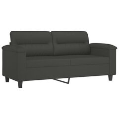 Dvivietė sofa , Mikropluošto audinys, 140cm, tamsiai pilka kaina ir informacija | Sofos | pigu.lt