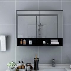 Veidrodinė vonios spintelė, 80x15x60cm, juoda kaina ir informacija | Vonios spintelės | pigu.lt