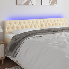 Galvūgalis su LED, Audinys, 180x7x78/88cm, kreminė spalva цена и информация | Кровати | pigu.lt