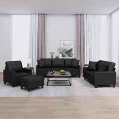 4 dalių sofos komplektas , juodas kaina ir informacija | Sofos | pigu.lt