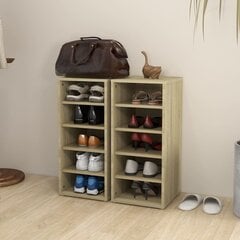 Spintelės batams, 2vnt., ąžuolo spalvos, 31,5x35x70 cm цена и информация | Полки для обуви, банкетки | pigu.lt