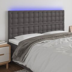 Galvūgalis su led, pilkas, 160x5x118/128cm, dirbtinė oda kaina ir informacija | Lovos | pigu.lt