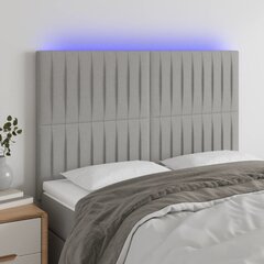 Galvūgalis su led, šviesiai pilkas, 144x5x118/128cm, audinys kaina ir informacija | Lovos | pigu.lt