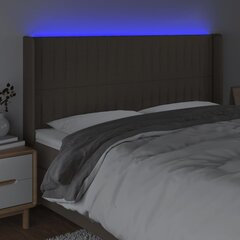 Galvūgalis su LED, Audinys, 183x16x118/128cm, taupe spalva kaina ir informacija | Lovos | pigu.lt