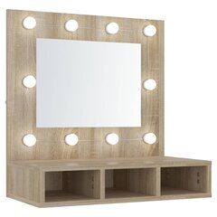 Veidrodinė spintelė su led apšvietimu, ąžuolo, 60x31,5x62cm kaina ir informacija | Vonios spintelės | pigu.lt