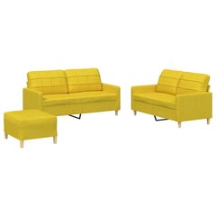 3-jų dalių sofos komplektas su pagalvėlėmis , geltonas kaina ir informacija | Sofos | pigu.lt