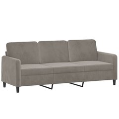 Trivietė sofa, šviesiai pilkos spalvos, 180cm, aksomas kaina ir informacija | Sofos | pigu.lt