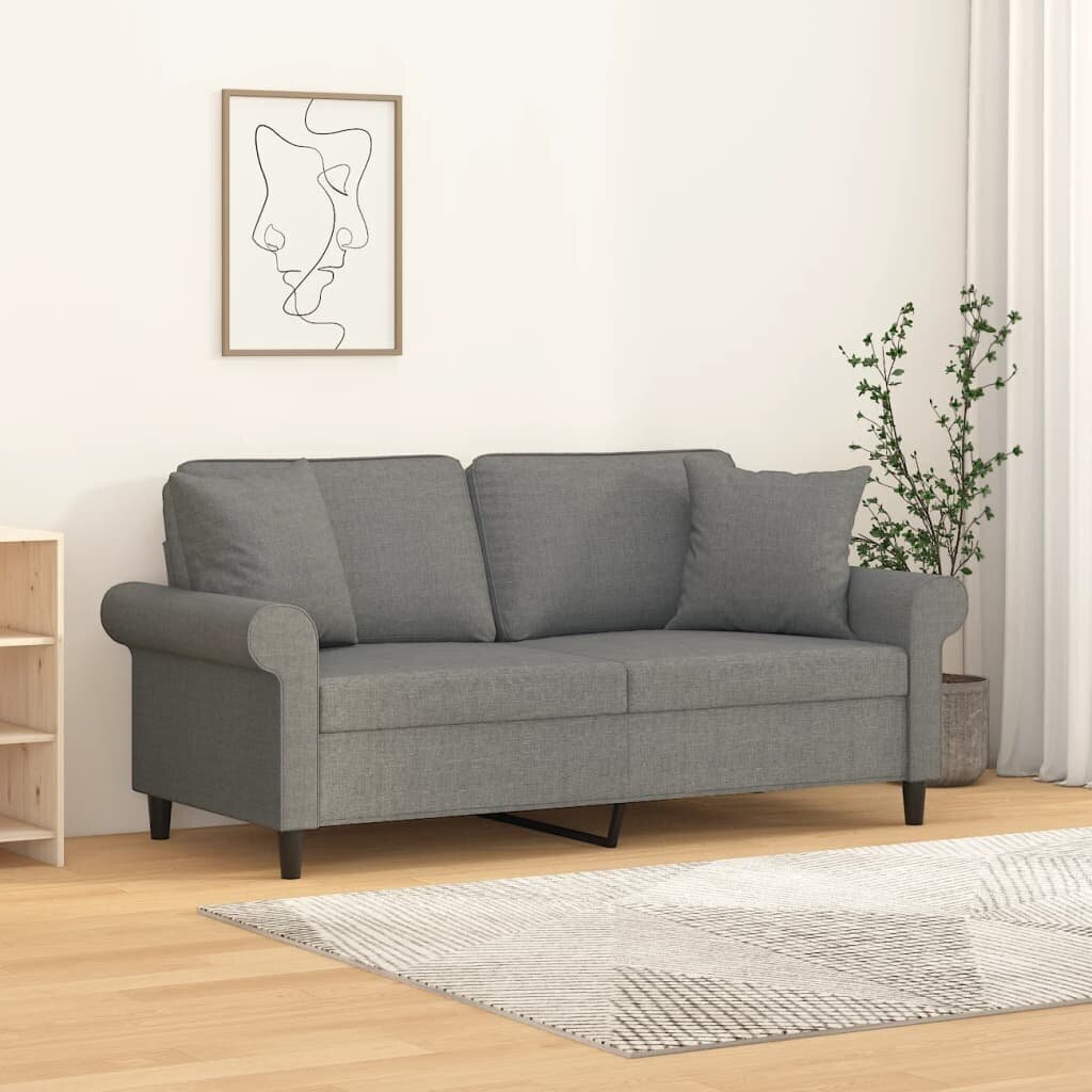 Dvivietė sofa su pagalvėmis , tamsiai pilka цена и информация | Sofos | pigu.lt