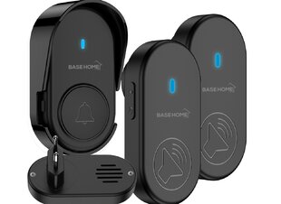 Беспроводной дверной звонок Basehome F501 1T+2R, черный цена и информация | Дверные звонки, глазки | pigu.lt