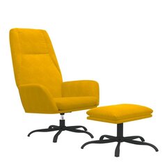 Poilsio kėdė su taburete , Aksomas, garstyčių geltona kaina ir informacija | Svetainės foteliai | pigu.lt