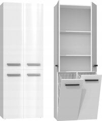 Шкаф-пенал для ванной комнаты с корзиной для белья DD 2K, белый глянец цена и информация | Шкафчики для ванной | pigu.lt