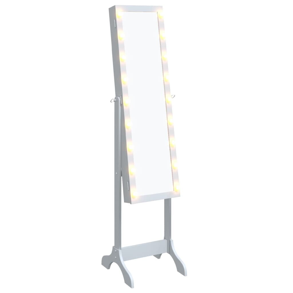 Laisvai pastatomas veidrodis su LED, baltas, 34x37x146cm цена и информация | Veidrodžiai | pigu.lt