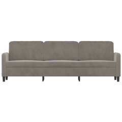 Trivietė sofa, šviesiai pilkos spalvos, 210cm, aksomas kaina ir informacija | Sofos | pigu.lt