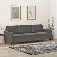 Trivietė sofa, tamsiai pilkos spalvos, 210cm, aksomas kaina ir informacija | Sofos | pigu.lt