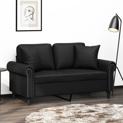 Dvivietė sofa su pagalvėmis , juoda цена и информация | Диваны | pigu.lt