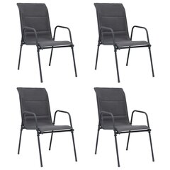 Sudedamos sodo kėdės, 4vnt., antracito, plienas ir tekstilenas kaina ir informacija | Lauko kėdės, foteliai, pufai | pigu.lt