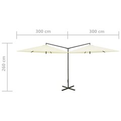 Dvigubas skėtis su plieniniu stulpu, 600 cm, rudas цена и информация | Зонты, маркизы, стойки | pigu.lt