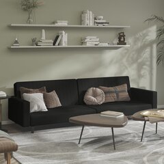 Dvivietė sofa-lova, juoda, aksomas kaina ir informacija | Sofos | pigu.lt