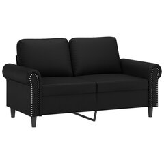 Dvivietė sofa, juodos spalvos, 120cm, dirbtinė oda kaina ir informacija | Sofos | pigu.lt