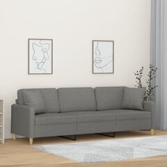Trivietė sofa su pagalvėmis , tamsiai pilka kaina ir informacija | Sofos | pigu.lt