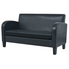 Dvivietė sofa, dirbtinė oda, juoda цена и информация | Диваны | pigu.lt