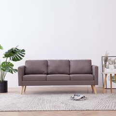 Trivietė sofa, rudos spalvos, audinys цена и информация | Диваны | pigu.lt