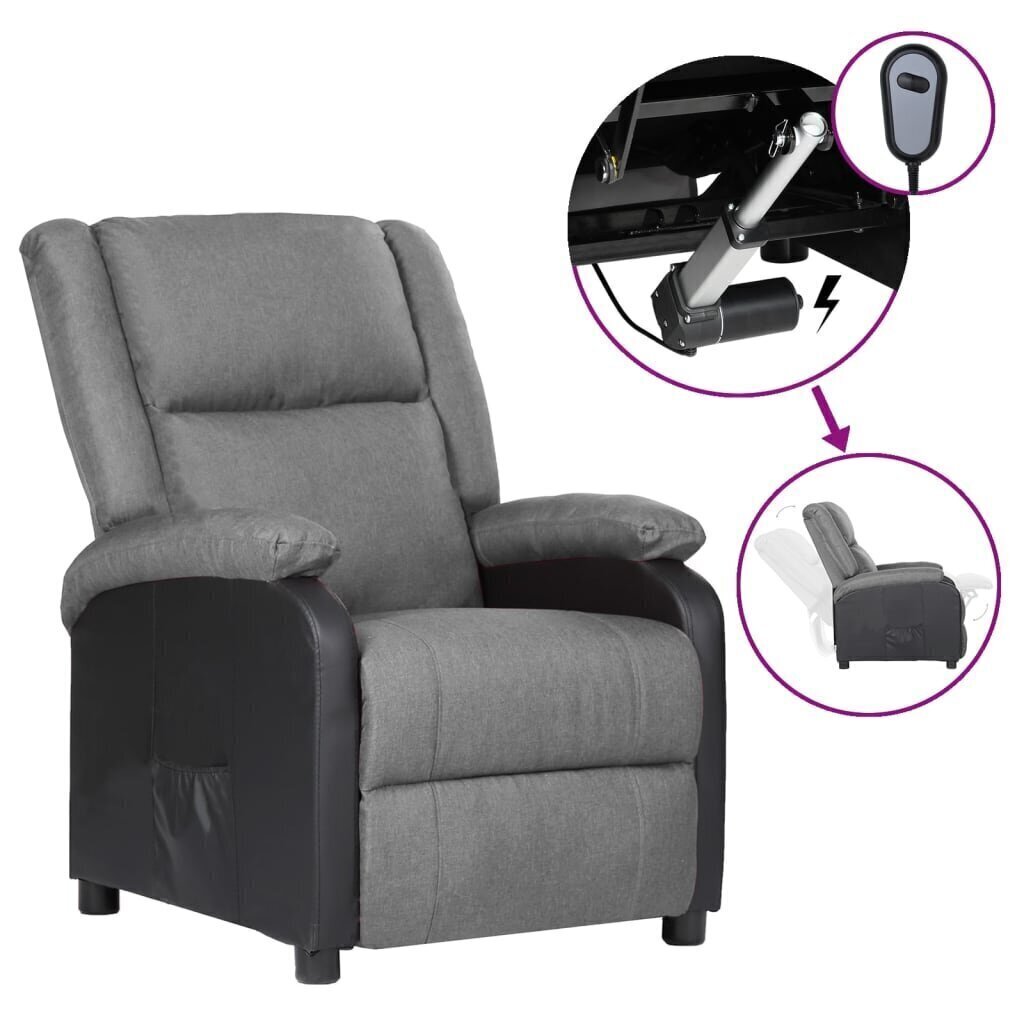 Elektrinis atlošiamas TV krėslas, pilkas, dirbtinė oda/audinys цена и информация | Svetainės foteliai | pigu.lt
