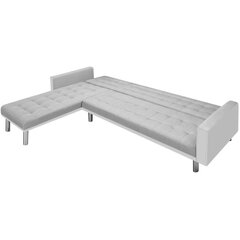 Kampinė sofa lova, 218x155x69 cm, baltos ir pilkos spalvos kaina ir informacija | Minkšti kampai | pigu.lt