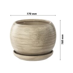 Gėlių vazonas Gėlių sodinukas Betoninis rutulys Gėlių dubuo su lėkštele Apvalus ŠxV 170 mm x 160 mm Paviršius Matinė keramika Modern Glamour kaina ir informacija | Vazonai | pigu.lt