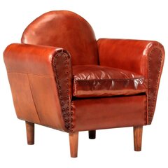 Krėslas, rudos spalvos, 77x65x79cm, tikra oda kaina ir informacija | Svetainės foteliai | pigu.lt