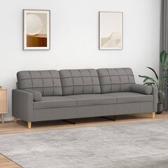 Trivietė sofa , tamsiai pilka kaina ir informacija | Sofos | pigu.lt